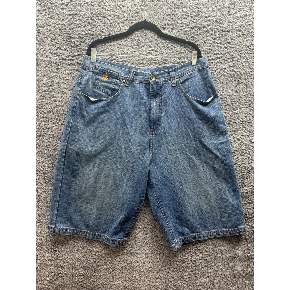 Roca Wear Mens Blue Denim Classic wide leg Jorts shorts Size 34W